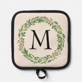 Name Monogram Chic Antique Laurel Wreath Topflappen (Vorderseite)