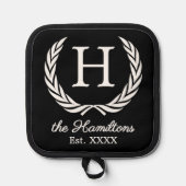 Name Monogram Chic Antique Laurel Wreath Topflappen (Vorderseite)