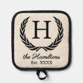 Name Monogram Chic Antique Laurel Wreath Topflappen (Vorderseite)