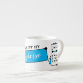 Name monogram chill relaxt sei glücklich blau espressotasse (Vorderseite Rechts)