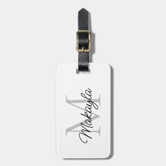 Name Monogram Elegant Script Gepäckanhänger (Vorderseite vertikal)
