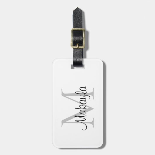 Name Monogram Elegant Script Gepäckanhänger (Vorderseite vertikal)