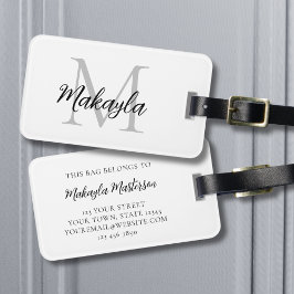 Name Monogram Elegant Script Gepäckanhänger