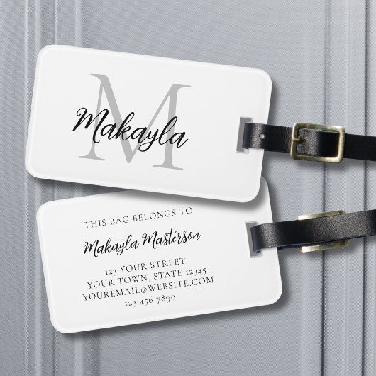 Name Monogram Elegant Script Gepäckanhänger