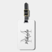Name Monogram Elegant Script Gepäckanhänger (Vorderseite vertikal)