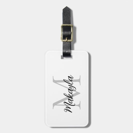 Name Monogram Elegant Script Gepäckanhänger (Vorderseite vertikal)