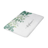 Name Monogram Eukalyptus Greenery  Badematte (Schrägansicht)