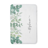 Name Monogram Eukalyptus Greenery  Badematte (Vorderseite Vertikal)