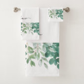 Name Monogram Eukalyptus Greenery Badhandtuch Set (Insitu)