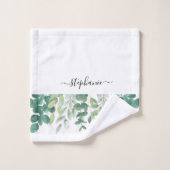 Name Monogram Eukalyptus Greenery Badhandtuch Set (Waschlappen)