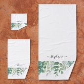 Name Monogram Eukalyptus Greenery Badhandtuch Set