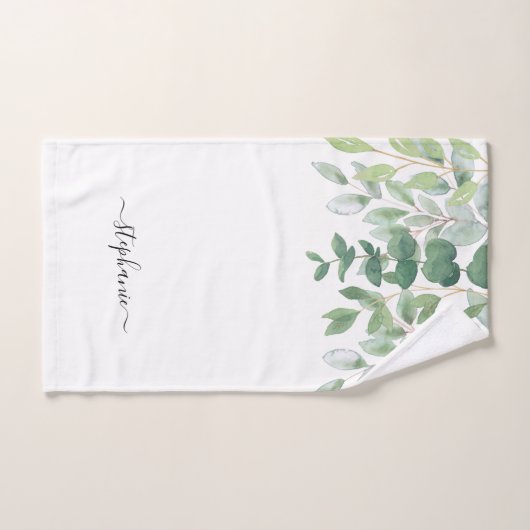 Name Monogram Eukalyptus Greenery Handtuch (Handtuch)