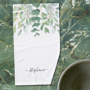 Name Monogram Eukalyptus Greenery Handtuch