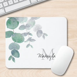 Name Monogram Eukalyptus Greenery Mousepad