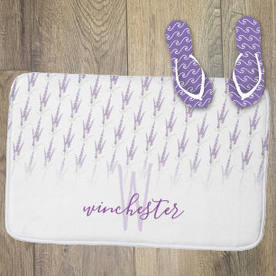Name Monogram Farmhouse Lavender Blume Muster Badematte