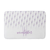 Name Monogram Farmhouse Lavender Blume Muster Badematte (Vorderseite)