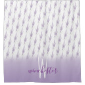 Name Monogram Farmhouse Lavender Blume Muster Duschvorhang (Vorderseite)