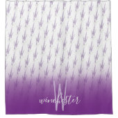 Name Monogram Farmhouse Lavender Blume Muster Duschvorhang (Vorderseite)