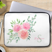 Name Monogram Floral Water Laptopschutzhülle