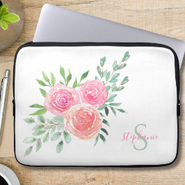 Name Monogram Floral Water Laptopschutzhülle