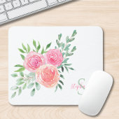 Name Monogram Floral Water Mousepad