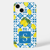 Name Monogram French Country Tile Lemon Pattern  Case-Mate iPhone Hülle (Rückseite)