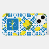 Name Monogram French Country Tile Lemon Pattern  Case-Mate iPhone Hülle (Rückseite (Horizontal))