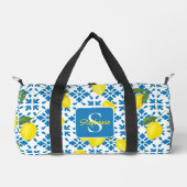 Name Monogram French Country Tile Lemons Pattern Duffle Bag (Vorderseite)