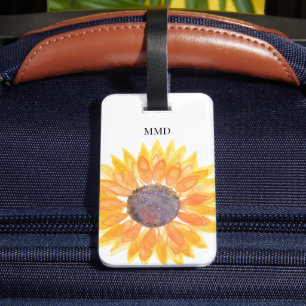 Name Monogram Gelbe Sonnenblume Gepäckanhänger