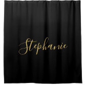 Name Monogram Gold Black Classy Custom Duschvorhang (Vorderseite)