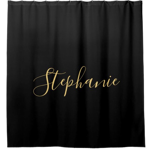 Name Monogram Gold Black Classy Custom Duschvorhang (Vorderseite)