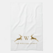 Name Monogram Gold Deer Geschirrtuch (Vertikal)