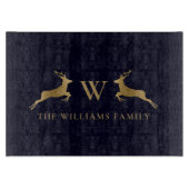 Name Monogram Gold Deer Kitchen Navy Schneidebrett (Vorderseite)