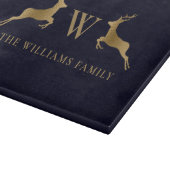 Name Monogram Gold Deer Kitchen Navy Schneidebrett (Ecke)