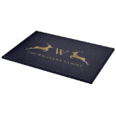 Name Monogram Gold Deer Kitchen Navy Schneidebrett (Ecke)