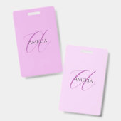 Name Monogram Initial Letter Orchid & Lilac Ausweis (Vorder- & Rückseite)