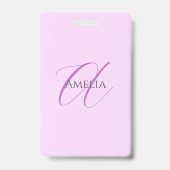 Name Monogram Initial Letter Orchid & Lilac Ausweis (Rückseite)
