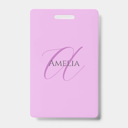 Name Monogram Initial Letter Orchid & Lilac Ausweis (Vorderseite)