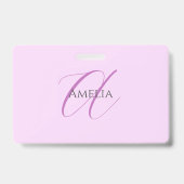 Name Monogram Initial Letter Orchid & Lilac Ausweis (Rückseite)