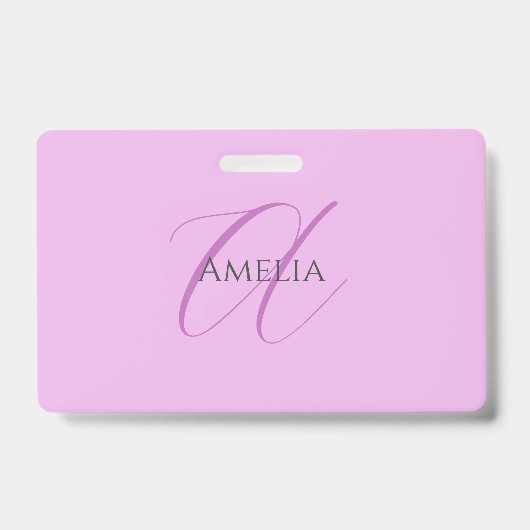 Name Monogram Initial Letter Orchid & Lilac Ausweis (Vorderseite)
