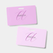 Name Monogram Initial Letter Orchid & Lilac Ausweis (Vorder- & Rückseite)