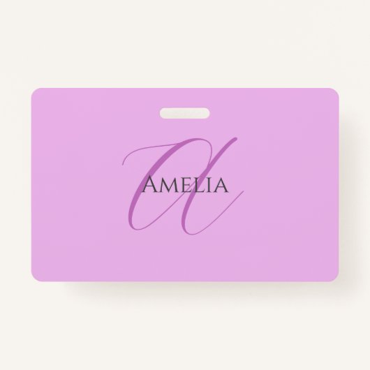 Name Monogram Initial Letter Orchid & Lilac Ausweis (Vorderseite)