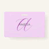 Name Monogram Initial Letter Orchid & Lilac Ausweis (Rückseite)