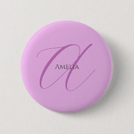 Name Monogram Initial Letter Orchid & Lilac Button