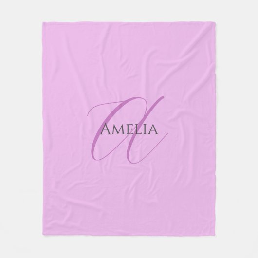 Name Monogram Initial Letter Orchid & Lilac Fleecedecke (Vorderseite)