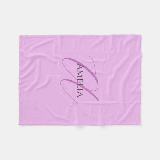 Name Monogram Initial Letter Orchid & Lilac Fleecedecke (Vorderseite (Horizontal))