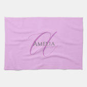 Name Monogram Initial Letter Orchid & Lilac Geschirrtuch (Horizontal)