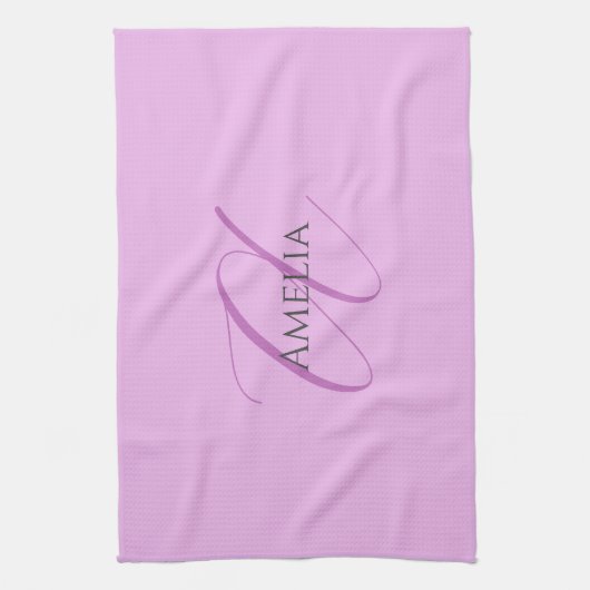 Name Monogram Initial Letter Orchid & Lilac Geschirrtuch (Vertikal)