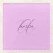 Name Monogram Initial Letter Orchid & Lilac Glasuntersetzer (Vorderseite)