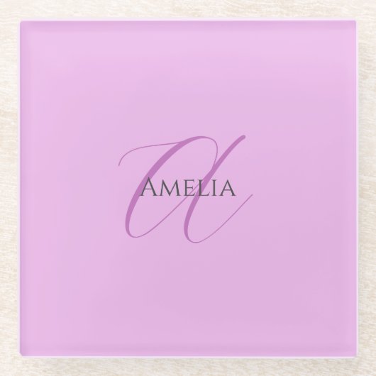 Name Monogram Initial Letter Orchid & Lilac Glasuntersetzer (Vorderseite)